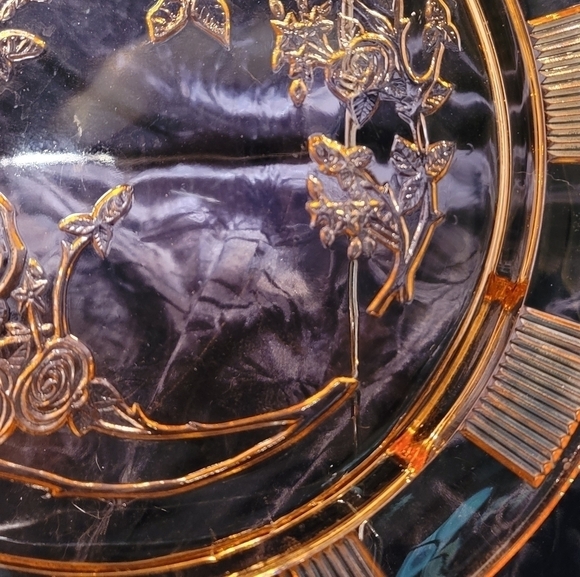 0187. Vintage ~ Federal Glass Co.~ Footed 11.5" Cake 🎂 Plate ~ Cabbage Rose 🌹 - Picture 6 of 16